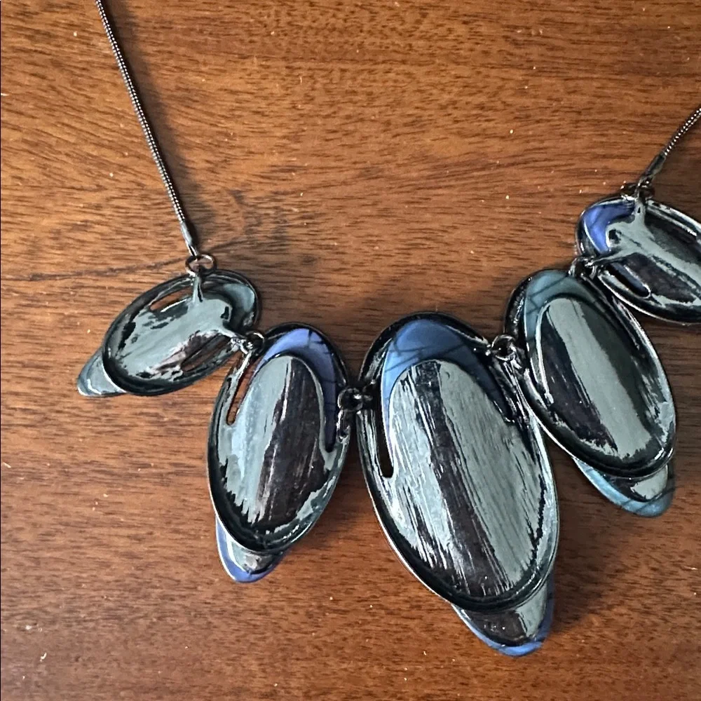 Statement Multi-Oval Blue & Teal Necklace & Earrings
